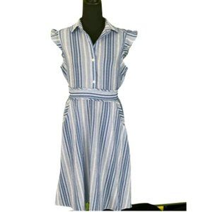 Monteau striped blue & white dress size: large